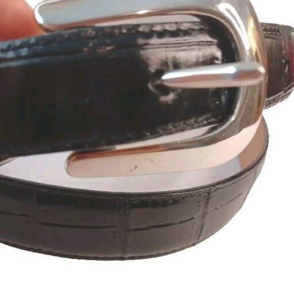 Onyx by Brighton Black Croc Embossed Leather Men’s Belt Silver Buckle Size 48 - Picture 8 of 16